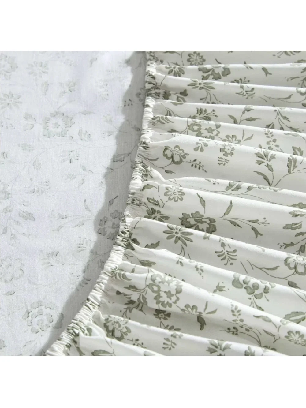 Laura Ashley Charming TWIN Olive Green Floral Miranda Cotton Sheet Set ~ NWT